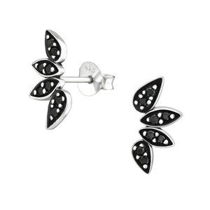 Sterling Silver Black Spinel Dainty Stud Earrings